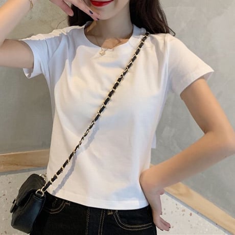 バックリボン tシャツ バックレス ウエスト見せ ショート丈 クルーネック 半袖 トップス レトロ 大人可愛い ガーリー カジュアル DTCA-732666685652