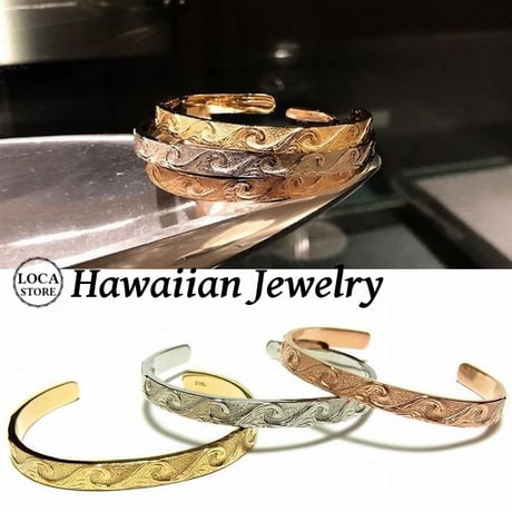 ハワイアンジュエリー バングル 金属アレルギー対応 スクロール メンズ レディース サージカル ステンレス アクセサリー インスタ (gbg8132)