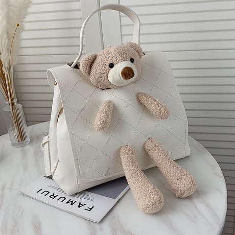 クマのぬいぐるみ 2WAYバッグ ハンドバッグ バッグパック リュックサック ミニバッグ アニマルバッグ シンプル 鞄 レトロ DTC-624226656714