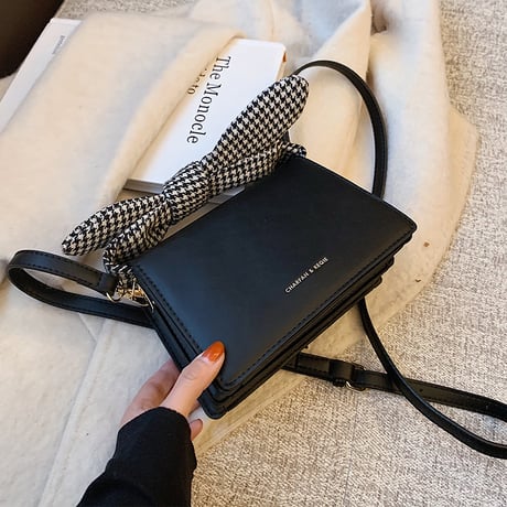 2WAY ハンドバッグ ショルダーバッグ スクエアバッグ チェック柄 リボン ミニバッグ 斜め掛け バッグ 鞄 レトロ DTC-632497404373