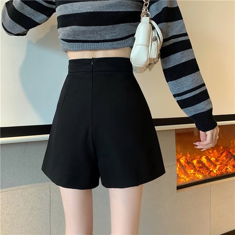 スカート風 ショートパンツ ラップパンツ キュロット ハイウエスト ショーパン レトロ 韓国ファッション レディース 大人可愛い ガーリー DTC-656365250595
