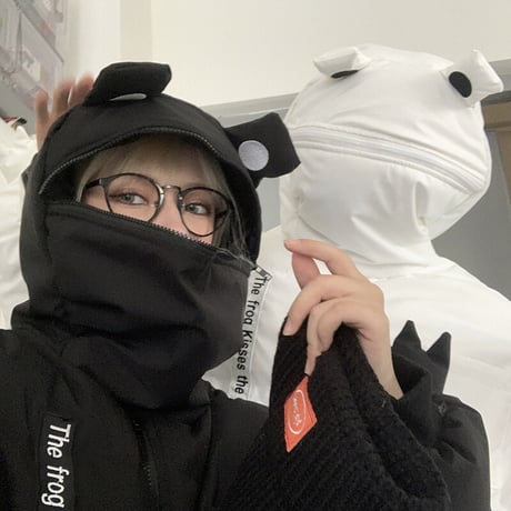ユニセックス ダウンジャケット カエル フードジャッパー ルーズ 韓国ファッション メンズ レディース 男女兼用 ジップアップ ゆったり カジュアル ストリート系 DTC-631426595628