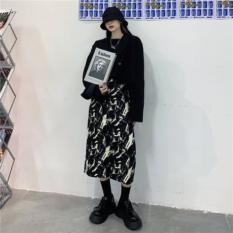 ロングスカート タイダイ染め 台形スカート Aライン ハイウエスト 韓国ファッション レディース タイトスカート レトロ 大人可愛い ガーリー DTC-635660946074_C