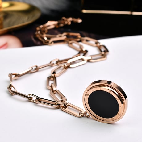 リバーシブル ネックレス 金属アレルギー対応 イミテーションパール シェル チェーン付き ペンダント シンプル チタンスチール アクセサリー DTC-525910169281