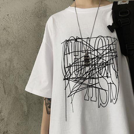 ユニセックス Tシャツ 半袖 メンズ レディース ラウンドネック 英字 グラフィティプリント オーバーサイズ 大きいサイズ ルーズ ストリート TBN-613494810897