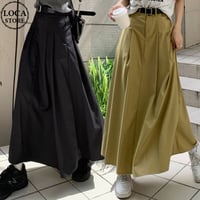 タック ロングスカート ハイウエスト フレア Aラインスカート プリーツ スカート レトロ韓国ファッション レディース 大人可愛い ガーリー DTC-679231010864