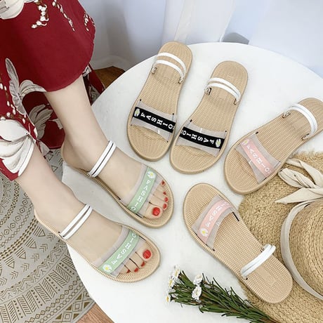 2WAY ストラップ サンダル フラットサンダル 韓国ファッション レディース ぺたんこサンダル 痛くない かわいい 靴 歩きやすい 616855832552