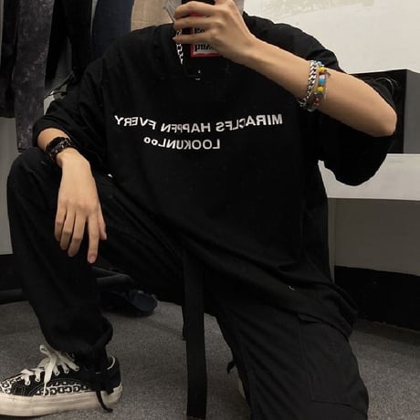 ユニセックス Tシャツ 半袖 ドロップショルダー ラウンドネック オーバーサイズ 韓国ファッション メンズ レディース トップス カジュアル ストリートファッション DTC-638055341572