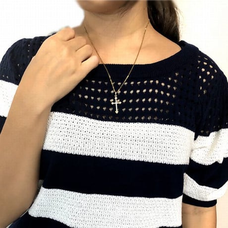 【ハワイアンジュエリー / HawaiianJewelry】 ネックレス リバーシブル レディース メンズ ペア ゴールド シルバー クロス 石インスタ (gps81010)