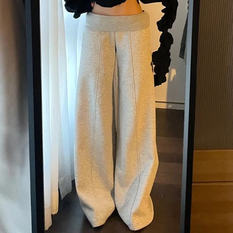 スウェットパンツ センタープレス 裏起毛 ワイドパンツ ウエストゴム ボトムス イージーパンツ ゆったり レトロ カジュアル DTCA-829529200177