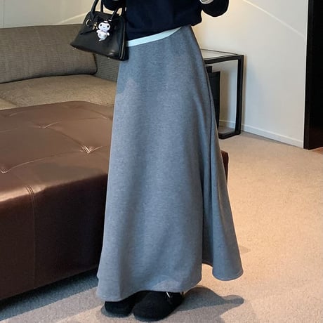 ロングスカート 裏起毛 ハイウエスト Aライン スカート 秋 冬 レトロ 韓国ファッション レディース 大人可愛い ガーリー DTC-856761915787