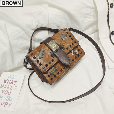 2wayバッグ スクエアバッグ ミニバッグ スタッズ クマのプレート ショルダーバッグ ハンドバッグ ショルダーストラップ レトロ 韓国ファッション レディース DTC-579560992132