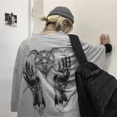 ユニセックス Tシャツ 半袖 メンズ レディース ダークホラー プリント オーバーサイズ 大きいサイズ ルーズ ストリート DTC-598850483866