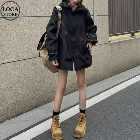 ユニセックス 男女兼用 マウンテンパーカー フード付きジャケット ライトアウター ウインドブレーカー オーバーサイ カジュアル 韓国ファッション DTC-682565958551