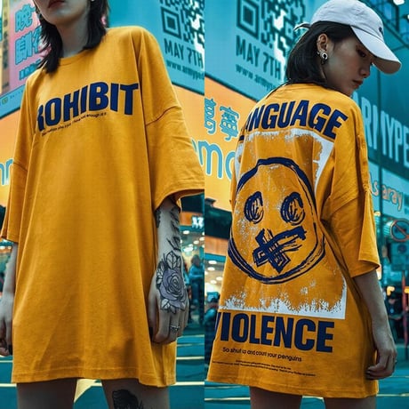 Tシャツ 半袖 メンズ レディース ユニセックス ラウンドネック 英字 バックプリント オーバーサイズ 大きいサイズ ルーズ ストリート TBN-595724004248