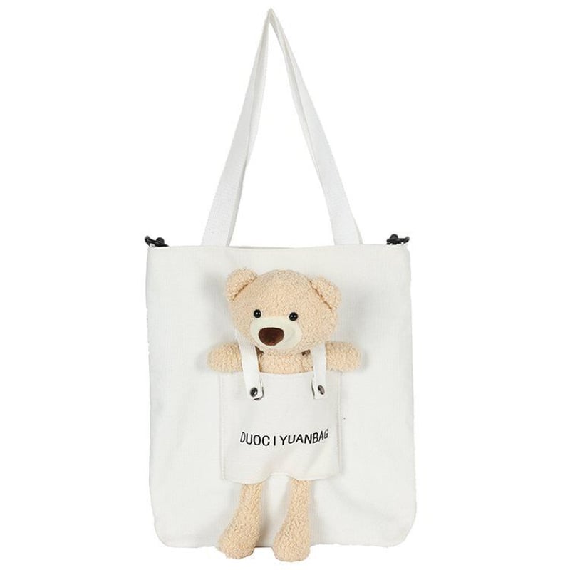 ぬいぐるみ付き トートバッグ 大容量 オールシーズン 帆布バッグ