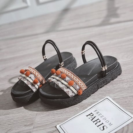 レディース 厚底 2WAYストラップ サンダル プラットフォーム フラットサンダル 厚底サンダル 歩きやすい 疲れない フェミニン (DCT-571496643633)