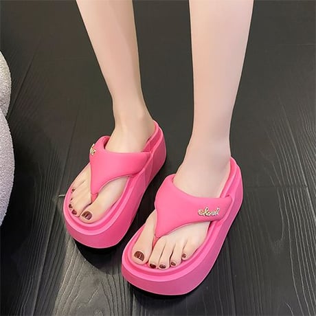 厚底 トングサンダル 22.0～24.5cm ウエッジソール 厚底サンダル プラットフォーム サンダル 美脚効果 脚長 スタイルアップ 韓国ファッション レディース DTC-716855905586