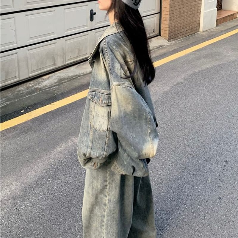 セットアップ デニムジャケット デニムパンツ ウォッシュ加工