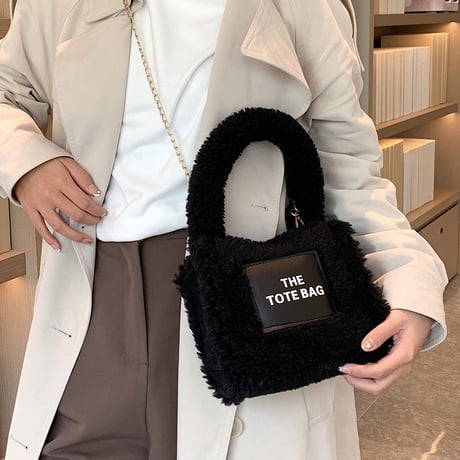 ボア トートバッグ 2way ショルダーバッグ ハンドバッグ もこもこ スクエアバッグ ミニバッグ 肩掛け 斜め掛け 鞄 レトロ 韓国ファッション レディース DTC-687472800963