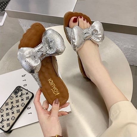 サンダル 立体リボン 足あと クマちゃん コンフォートサンダル 韓国ファッション レディース スリッパ フラットサンダル ぺたんこ 痛くない 歩きやすい 618627378815