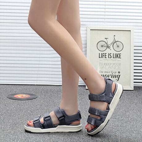 【3COLOR】 メンズ/レディース ストラップ スポーツサンダル スポーツサンダル マジックテープ フラットサンダル 歩きやすい 疲れない (DCT-549746097388)
