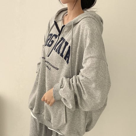 3カラー ハーフジップ パーカー ロゴプリント オーバーサイズ 裏起毛 フード付き スウェット トップス 長袖 レトロ 韓国ファッション レディース カジュアル DTCA-688258122499