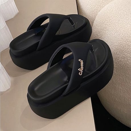 厚底 トングサンダル 22.0～24.5cm ウエッジソール 厚底サンダル プラットフォーム サンダル 美脚効果 脚長 スタイルアップ 韓国ファッション レディース DTC-716855905586