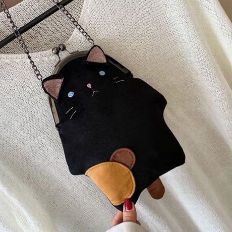 ショルダーバッグ ミニバッグ がま口 猫 ネコ 斜め掛け 肩掛け シンプル ユニーク かわいい レトロ ガーリー DTC-586650712312