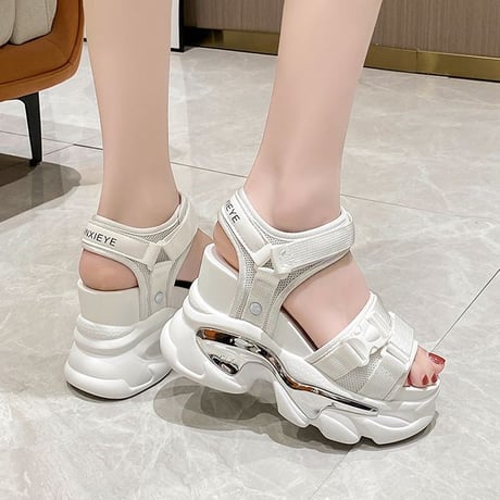 厚底 サンダル 22.0～24.5cm プラットフォーム 厚底サンダル オープントゥ 10cmヒール かわいい 韓国ファッション レディース カジュアル DTC-712773137086