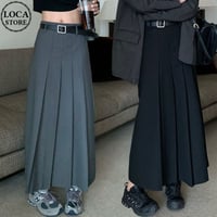 プリーツスカート ロング丈 ハイウエスト Aライン ロングスカート プリーツ レトロ 韓国ファッション レディース 大人可愛い ガーリー DTC-684917349860