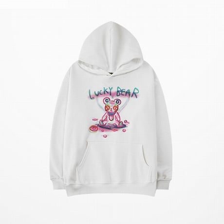 ユニセックス プルオーバー パーカー LUCKY BEAR 裏起毛 韓国ファッション メンズ レディース オーバーサイズ ストリート (DTC-609308830147)