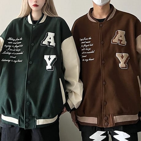 ユニセックス スタジャン 刺繍 オーバーサイズ 長袖 アウター ジャケット レトロ 韓国ファッション メンズ レディース カジュアル ストリートファッション DTC-683510664656