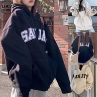 パーカー ジップアップ フーディー カレッジロゴ トップス ドロップショルダー フード付き スウェット オーバーサイズ ゆったり レトロ ストリート女子 カジュアル DTCA-852432357998