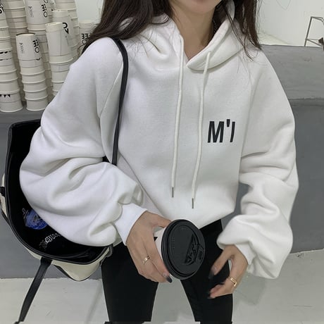パーカー 3色 グレー ピンク ホワイト プラスベルベット ルーズ 韓国ファッション レディース 大人可愛い かわいい ガーリー 634030164430
