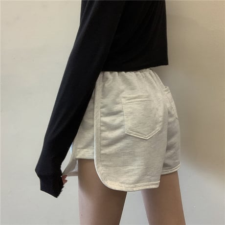 ショートパンツ 薄手 スウェットパンツ スポーツパンツ ハイウエスト ショート丈 シンプル レトロ 韓国ファッション レディース カジュアル DTC-650624596427