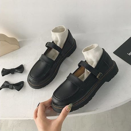 ローファー 22.5～24.5cm 取り外し可能 リボン ベルト ストラップ 靴 フラットシューズ ローヒール 歩きやすい 韓国ファッション レディース かわいい DTC-625604002955