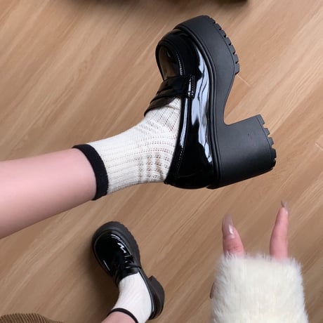厚底ローファー 22.5～25.0cm 9cmヒール ラウンドトゥ 光沢あり 光沢なし 厚底シューズ  韓国ファッション レディース DTCA-742428853971