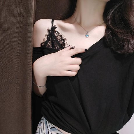 ネックレス レディース スターリングシルバー クリア ブルー 人工水晶 シルバー925 シンプル ペンダント 人気 かわいい アクセサリー ジュエリー プレゼント (DTC-565114640165)