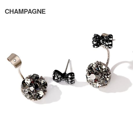 ピアス リボン CZ キラキラ 韓国アクセサリー キャッチ CZ キュービックジルコニア 合金 シルバー925 アクセサリー DTC-559637702621