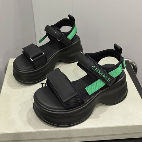 厚底 スポーツサンダル 22.0～24.5cm ボリュームソール マジックベルト 厚底ソール 厚底サンダル 美脚 カジュアル ビーチサンダル 歩きやすい DTCA-717889268011