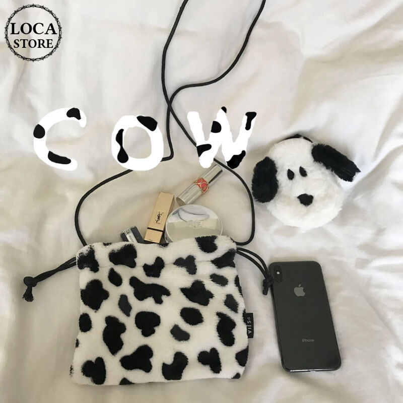 牛柄 ショルダーバッグ ミニバッグ 巾着 バッグ 韓国