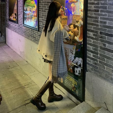 フェイクファー コート ネックベルト ハイネック ミドル丈 もこもこ ダブルブレスト ゆったり 韓国ファッション レディース 大人可愛い ガーリー DTC-659758489729