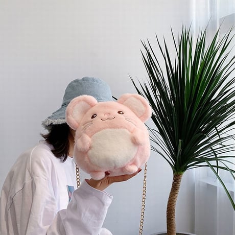 ミニ ファーバッグ ネズミ マウス 干支 韓国ファッション バッグ ぬいぐるみ ショルダーバッグ 斜め掛け ハンドバッグ メッセンジャーバッグ ミニバッグ (DTC-602079137165)
