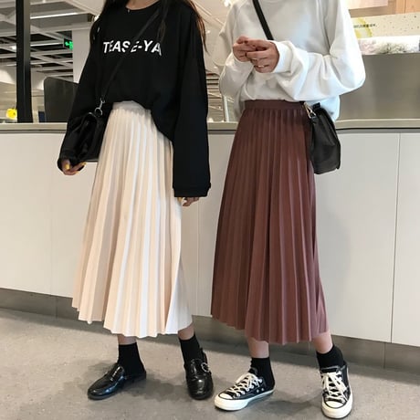 レディース ロング丈 プリーツスカート ウエストゴム ハイウエスト インスタ映え ガーリー フェミニン 韓国ファッション (DCT-598616665733)