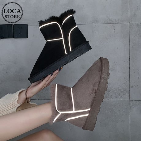 ムートンブーツ ショートブーツ 韓国ファッション レディース 反射帯 もこもこ カジュアル かわいい ブーツ 歩きやすい (DTC-606180197512)