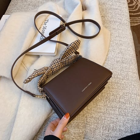 2WAY ハンドバッグ ショルダーバッグ スクエアバッグ チェック柄 リボン ミニバッグ 斜め掛け バッグ 鞄 レトロ DTC-632497404373