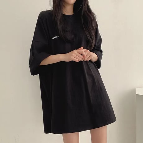 ユニセックス Tシャツ ロゴ バックプリント 半袖 ドロップショルダー トップス 半袖 クルーネック ビッグTシャツ シンプル ルーズ レトロ カジュアル DTC-723835018877