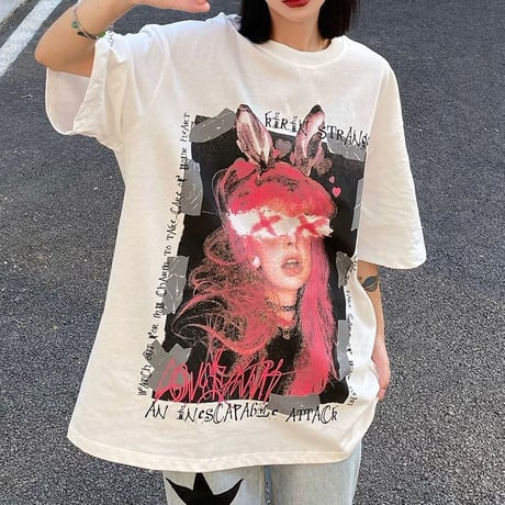 【2カラー】ユニセックス Tシャツ 半袖 バックプリント オーバーサイズ 大きめ カジュアル 韓国ファッション メンズ レディース 韓国ストリートファッション DTC-672756070324