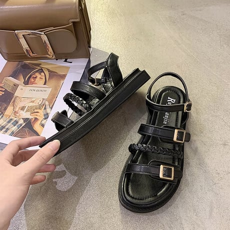 バックルストラップ サンダル 4cm 韓国ファッション レディースフラットサンダル ぺだんこサンダル キュート 痛くない かわいい 靴 歩きやすい 疲れない 620344151145